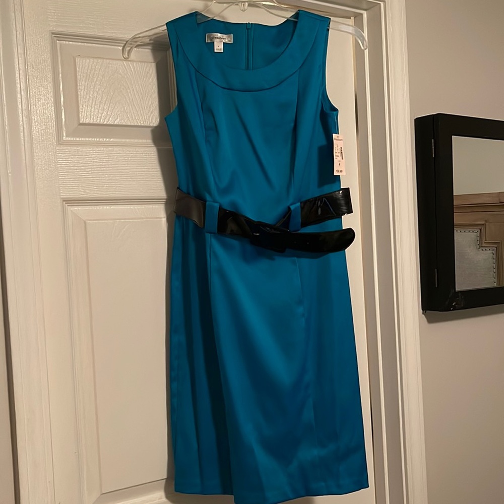 Dress barn belted teal dress